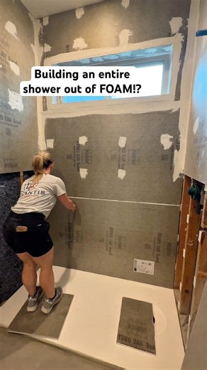 Building a shower out of foam? Would you trust it? #diy #tile #construction #renovation #tools