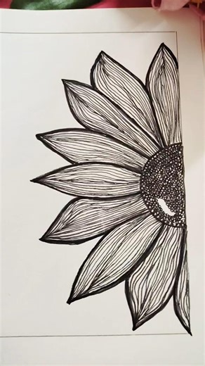 Sunflower Zen Pattern for Beginners 🌻 | Satisfying Art #sunflower #lineart #zenpatterns #zenart #art