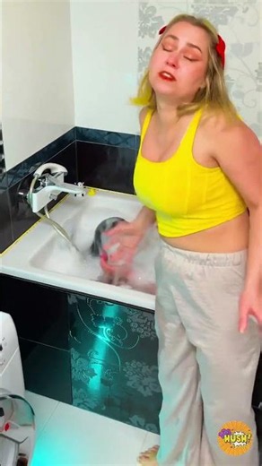He actually blew bubbles directly into my face! 🤣🛁 #Shorts #Funny #Prank #Bath