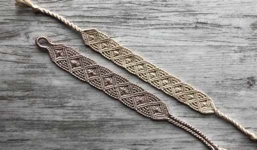 [编织手绳]Macrame Diamonds Friendship Bracelet