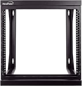 NavePoint 9U Open-Frame Server Rack for 19" IT Network Equipment & A/V Devices Free Standing or Wall Mount with 180 Degrees Gate Swing, Black