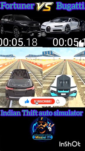 Fortuner vs Bugatti Drag Race | Indian Thrift Auto Simulator