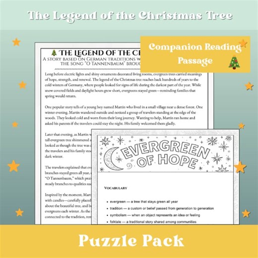 Christmas Tree Legend — Reading, Vocabulary & Interactive Puzzle Pack