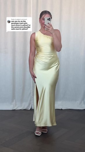 Yellow Hello Molly One Shoulder Satin Maxi Dress Review