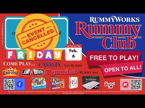 Tomorrow’s Rummy Club (2026-02-06) in Anaheim is cancelled