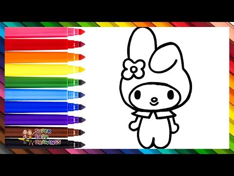 Draw and Color MY MELODY 🐰🤍🌼 Drawings for Kids