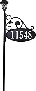 Address America USA Handcrafted Park Place Personalized Custom Double-Sided Reflective Home Address Sign for Yard - Includes Decorative Solar Light for 911 Number Visibility (30" Pole)