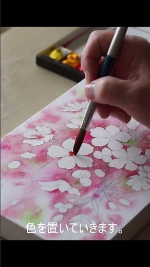 Draw cherry blossoms／桜を描く（Watercolor／透明水彩） #drawing #描き方 #石田享子