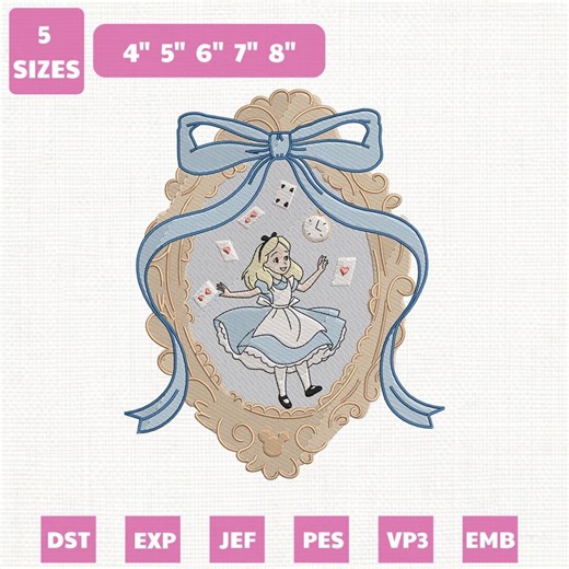 Alice in Wonderland Machine Embroidery File, Magic Kingdom Design (instant Download) - Etsy