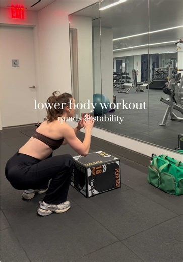 Quads & stability days are becoming one of my favorites 🤭 Outfit: @ShopFORM @shopvitality equipment: light to medium dumbbells, leg press, cable machine - Warm-up body weight squat - Warm-up Knee to chest external rotation - Reverse lunge/curtsy squat combo - 3 sets | 8 reps - Single leg step down - each side 3 sets | 8 reps - Heel raises goblet squat - 3 sets | 8 reps - Leg press - 3 sets | 8 reps - Lateral squat walks squat jump - 3 sets | 8 reps - Cable machine single leg stability - 3 sets 