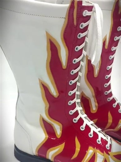 Handmade, Fire Flame Leather, Pro Wrestling Boots, Customized Pro Shoes - Etsy