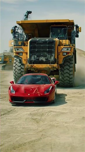 🏎️ The Ultimate Showdown: Ferrari vs. Giant Haul Truck! 💥