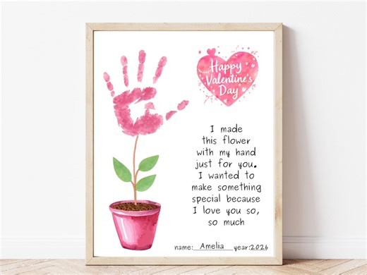 Valentine Handprint Craft for Kids, Flower Poem Keepsake, Printable Valentine Activity, Instant Download - Etsy