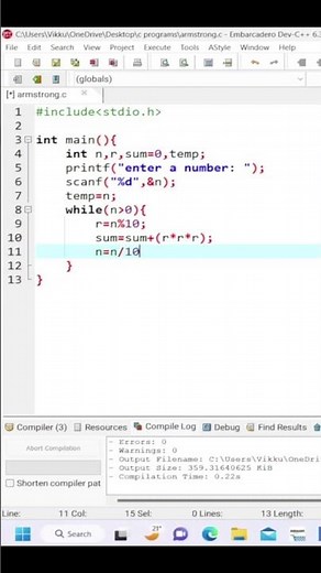 Armstrong number in C language| Program to check armstrong number in C language