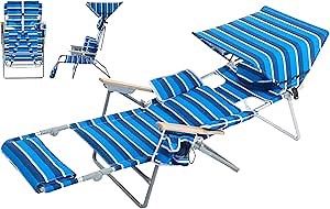 Backpack Beach Chair 2Pack,4 in 1 Folding Lounge Tanning Chair with Canopy Sun Shade & Face Hole,Portable Recliner Patio Chair for Adults with Arm Holes,Outside Beach,Sunbathing,Poolside,Lawn (Navy)