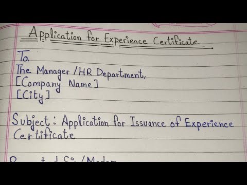 Application for Experience Certificate | Experience Certificate Application in English