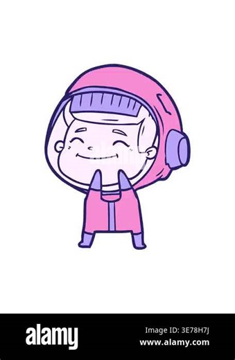 shivering motion animation of a happy cartoon astronaut Stock Video Footage - Alamy