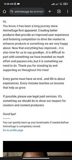 Goodbye, Animesuge. You helped me through a lot by letting me watch anime. Thank you.❤️❤️💔❤️