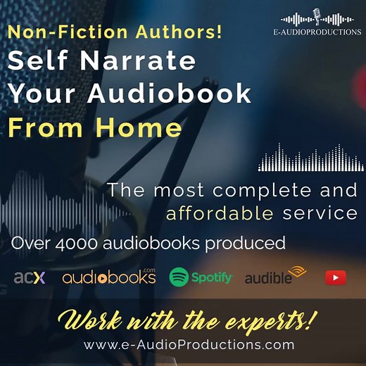 You wrote your Non-Fiction book — now make it unforgettable by narrating it in your own voice, right from home. With e-Audio Productions, you get a complete, done-for-you audiobook experience. We guide you through every step of recording from home, handle all the production work, and even take care of publishing your audiobook and bringing it to market. ✨ Your voice. Your story. Our expertise. Together, we’ll create an audiobook that resonates with listeners everywhere. 🔥 Why authors choose e-A