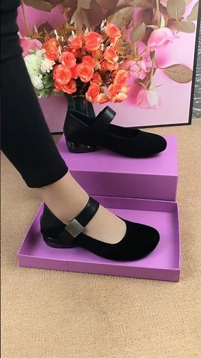 Velvet Mary Jane Low Block Heel Shoes #maryjane #heels #shortsfeed