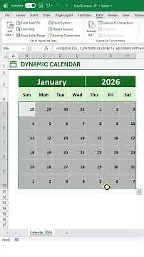 Create a 2026 Calendar in Excel 📅