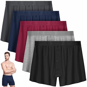 IGOLUMON Mens Underwear Boxer Shorts 5 Pack Bamboo Rayon Boxers for Men Classic Relaxed Fit Boxer Shorts with Button Fly