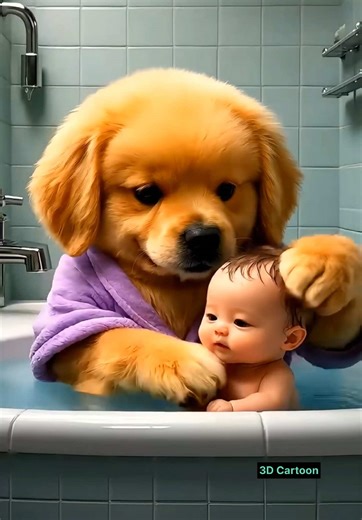 Cute Cartoon Dogs and Babies in 3D Animation