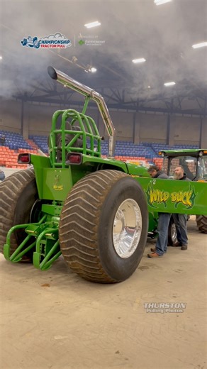6.3K views · 133 reactions | “Wild Buck” Limited Pro Stock Tractor getting warmed up at the National Farm Machinery Show Championship Tractor Pull presented by Farm Credit Mid-America! #NFMS26 #TractorPulling #Motorsport #JohnDeere #Tractor | Thurston Pulling Photos | Facebook