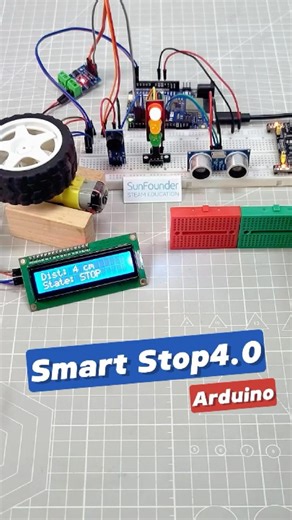 Buzzer + LCD + Motor = Smart Obstacle Detector 🚗 #arduino #arduinoproject