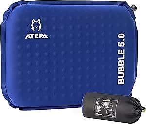 ATEPA Self-Inflating Inflatable Seat Cushion for Stadium,Pressure Relief,Bleacher, Sports, Camping, Airplane, Travel, Outdoor, Small Air Foam Seat Pad, Portable, Packable, Waterproof, Insulated, Navy