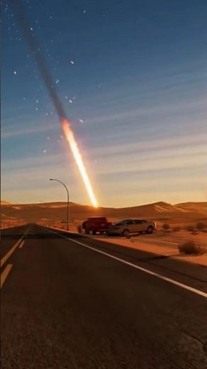 Meteor Strike Caught on Camera — Desert Highway Disaster! 😔