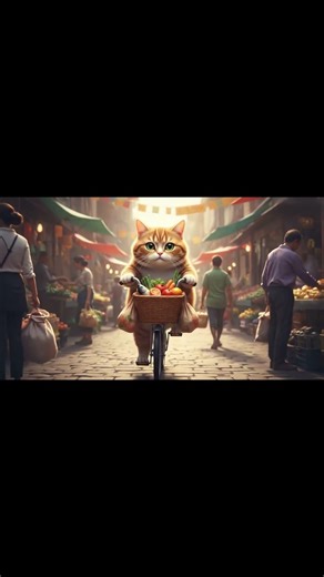 Funny Cat Goes Shopping and Rides Bicycle 🐱🛒🚲