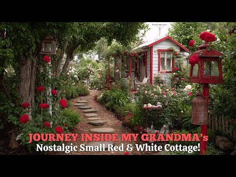 HOME TOUR In GRANDMA’s Tiny RED & WHITE Cottage Farmhouse 🌹 Small Space DIY Ideas & Vintage Decor