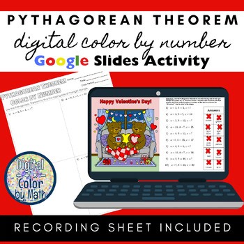 Digital Color by Number: The Pythagorean Theorem - Valentine's Day