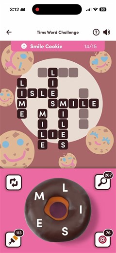 Tim Hortons Smile Cookie Word Challenge Level 14 #timhortons #smile #cookie #contest #free #coffee