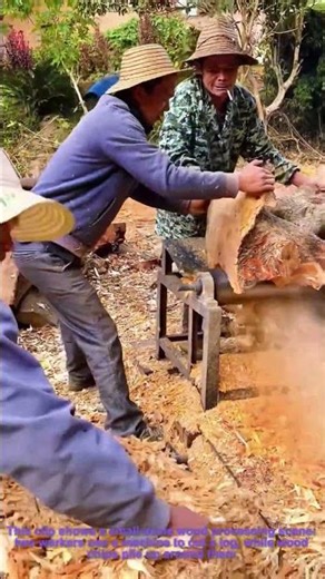 Wood Processing: Workers Cutting Logs & Collecting Wood Chips