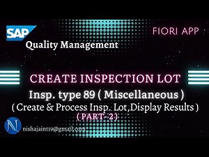 Fiori App: Create Inspection Lot Tile | Manual Inspection, Insp. Type 89 | SAP Quality Management