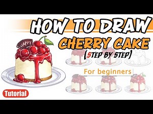 DRAW a Delicious Cherry Cake in Minutes!🎨How to draw a cherry cake step by step🎨