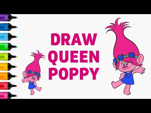 How to Draw and Color Queen Poppy | Trolls World Tour Drawing