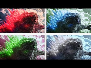 Godzilla rising from the ice but with different colors