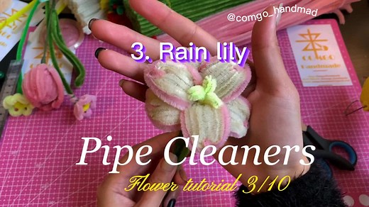 Pipe Cleaners Rain Lily! Flower tutorial 3/10 💐 #pipecleaners #flowers #tutorial #howto #handcraft #diy#bouquet #etsy #art #educationaltoys #etsy