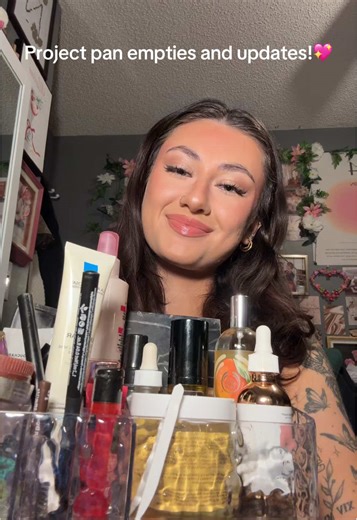 Project pan empties and updates! Check my last video to see how much progress I made on my eyeshadow🤭💖 #projectpan #empties #emptiesmakeup #projectpan2026 #projectpanning @La Roche-Posay @Milani Cosmetics @Anastasia Beverly Hills @e.l.f. Cosmetics @COVERGIRL @Makeup Revolution @Maybelline NY @L’Oréal Paris @essence.cosmetics