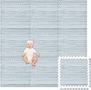Play Platoon Non-Toxic Large Kids Play Mats for Floor, 9 Tile 72 x 72 inch - Extra-Thick Foam Tiles, 24 x 24 inch Puzzle Mat Pieces, Neutral Playmat Rug for Toddler & Childrens Playroom - Acadia Print
