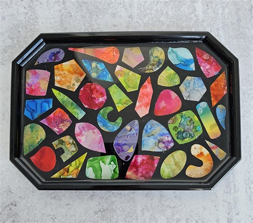 Colorful Shapes™ Black Vanity Tray - Resin, Handmade by BPW - Etsy