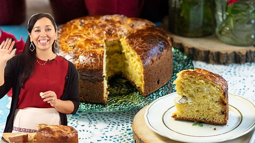 This Vasilopita is aromatic, fluffy, and delicious. Make it for your New Year's Eve Celebration. Get the exact recipe here:https://www.dimitrasdishes.com/vasilopita-new-years-sweet-bread-greek-panetonne/ | Dimitra's Dishes