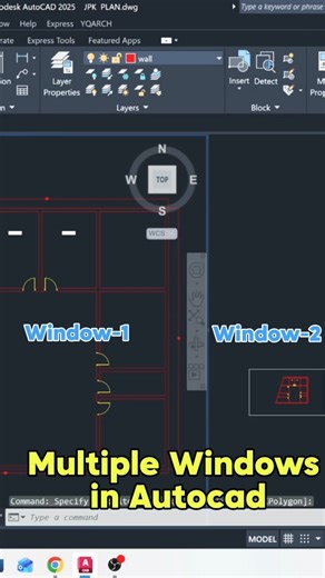 Multiple Windows In Autocad #trending #autocad #architecture #ytshorts