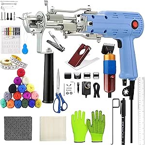 Tufting Kit - Rug Making Gun Starter Kit for Beginners With Carpet Trimmer, 16-Color Yarn Rolls, Tufting & Backing Cloth