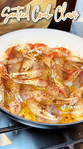 Sautéed Crab Claws? Here’s how I make em’. Prep Time: 5-10 minutes Cook Time: 10 minutes Yields: 2 Servings Ingredients • 1 lb Cocktail crab claws • 12 Shrimp (peeled and deveined) • 1 Stick pure butter • 1 tbsp Fresh or minced garlic • Lemon juice (just a few squirts) • Dried parsley (for garnish) Seasoning I used (Season to Taste) • Cajun Seasoning • Old Bay (Original) • Old Bay (Lemon Herb) • Smoked Paprika • Kinder’s Woodfired Garlic Instructions 1. In a large skillet over medium heat, melt