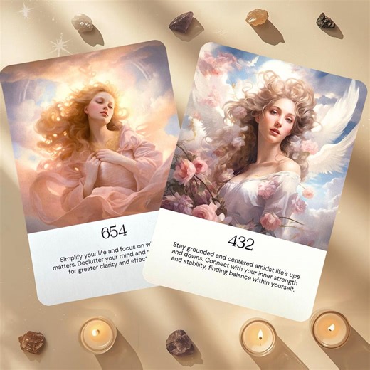 Ethereal Angel Numbers Oracle Deck + Guide | Anges féminins divins, roses et nombres sacrés - Etsy France