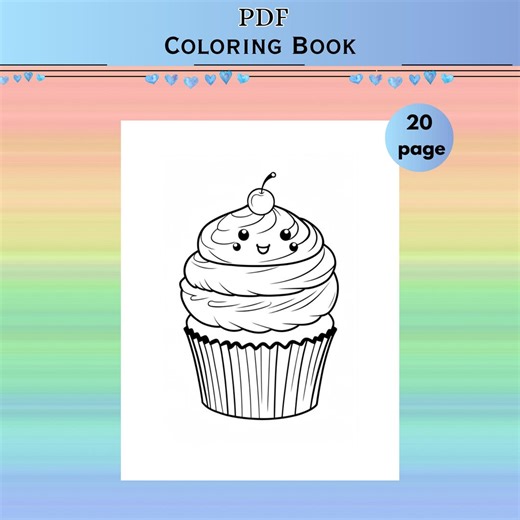 Cupcake Coloring Pages for Kids, Dessert Activity Sheets, Bakery Art (PDF Download) - Etsy